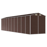 Garden Shed Brown 191x810x198 cm Galvanised Steel - Close-Up Angle