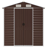 Garden Shed Brown 191x980x198 cm Galvanised Steel - Top-Down View