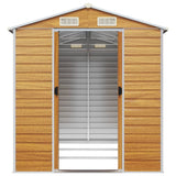 Garden Shed Light Brown 191x300x198 cm Galvanised Steel - 45-Degree Angle