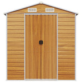 Garden Shed Light Brown 191x385x198 cm Galvanised Steel