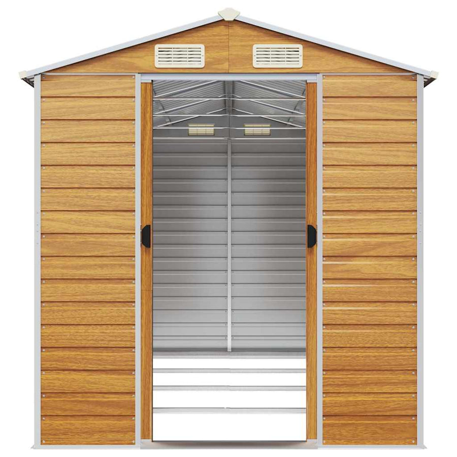 Garden Shed Light Brown 191x385x198 cm Galvanised Steel