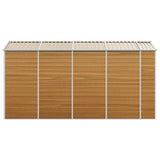 Garden Shed Light Brown 191x385x198 cm Galvanised Steel - Rear View