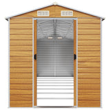 Garden Shed Light Brown 191x725x198 cm Galvanised Steel