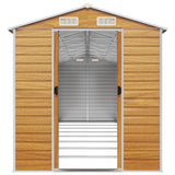 Garden Shed Light Brown 191x725x198 cm Galvanised Steel - 45-Degree Angle