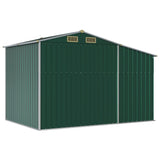 Garden Shed Green 277x192.5x179 cm Galvanised Steel - Close-Up Angle