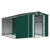 Garden Shed Green 277x279x179 cm Galvanised Steel - Side View