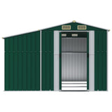 Garden Shed Green 277x279x179 cm Galvanised Steel - 45-Degree Angle
