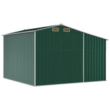 Garden Shed Green 277x279x179 cm Galvanised Steel - Close-Up Angle
