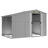 Garden Shed Grey 277x192.5x179 cm Galvanised Steel - Side View