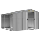 Garden Shed Grey 277x279x179 cm Galvanised Steel - Side View