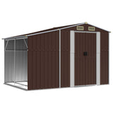 Garden Shed Brown 277x192.5x179 cm Galvanised Steel - Front View