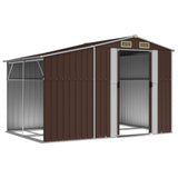 Garden Shed Brown 277x192.5x179 cm Galvanised Steel - Side View