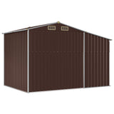 Garden Shed Brown 277x192.5x179 cm Galvanised Steel - Close-Up Angle