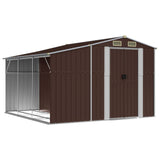 Garden Shed Brown 277x279x179 cm Galvanised Steel - Front View