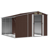 Garden Shed Brown 277x279x179 cm Galvanised Steel - Side View