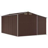 Garden Shed Brown 277x365.5x179 cm Galvanised Steel - Close-Up Angle
