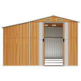 Garden Shed Light Brown 277x279x179 cm Galvanised Steel - 45-Degree Angle