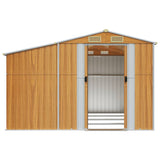 Garden Shed Light Brown 277x365.5x179 cm Galvanised Steel - 45-Degree Angle