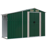 Garden Shed Green 277x93x179 cm Galvanised Steel - Front View