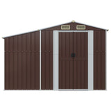 Garden Shed Brown 277x93x179 cm Galvanised Steel - Side View
