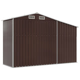 Garden Shed Brown 277x93x179 cm Galvanised Steel - Rear View
