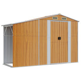 Garden Shed Brown 277x93x179 cm Galvanised Steel - Front View