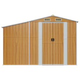 Garden Shed Brown 277x93x179 cm Galvanised Steel - Side View
