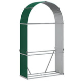 Log Holder Green 120x45x210 cm Galvanised Steel - Front View