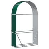Log Holder Green 120x45x210 cm Galvanised Steel - Rear View