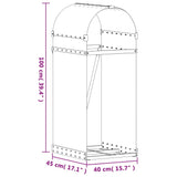 Log Holder Light Grey 40x45x100 cm Galvanised Steel - Extra Image