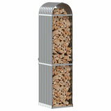 Log Holder Light Grey 40x45x170 cm Galvanised Steel - Side View