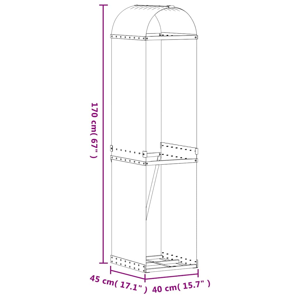 Log Holder Light Grey 40x45x170 cm Galvanised Steel