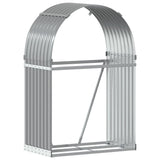 Log Holder Light Grey 80x45x120 cm Galvanised Steel - Front View