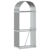 Log Holder Light Grey 80x45x190 cm Galvanised Steel - Front View