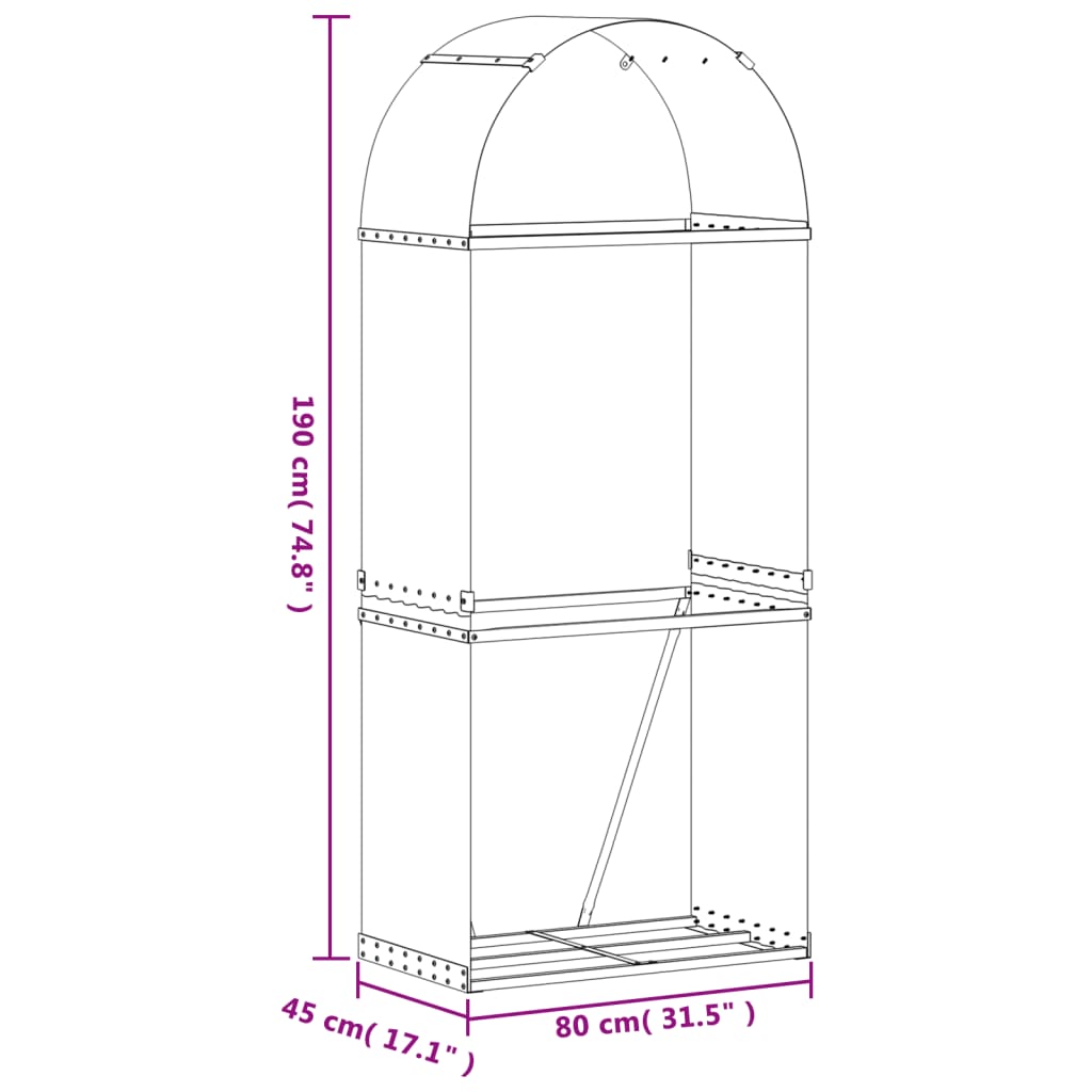 Log Holder Light Grey 80x45x190 cm Galvanised Steel