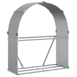 Log Holder Light Grey 120x45x140 cm Galvanised Steel - Front View