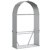 Log Holder Light Grey 120x45x210 cm Galvanised Steel - Front View