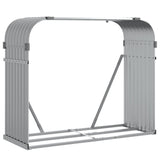 Log Holder Light Grey 120x45x100 cm Galvanised Steel - Front View