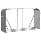 Log Holder Light Grey 180x45x100 cm Galvanised Steel - Front View
