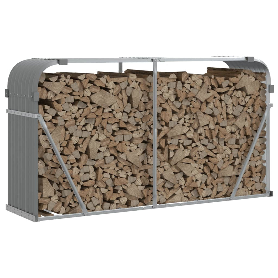 Log Holder Light Grey 180x45x100 cm Galvanised Steel