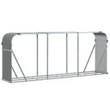 Log Holder Light Grey 234x45x100 cm Galvanised Steel - Front View