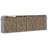 Log Holder Light Grey 300x45x100 cm Galvanised Steel - Side View