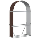 Log Holder Brown 120x45x210 cm Galvanised Steel - Front View