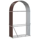 Log Holder Brown 120x45x210 cm Galvanised Steel - Rear View
