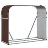 Log Holder Brown 120x45x100 cm Galvanised Steel - Front View