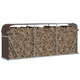 Log Holder Brown 234x45x100 cm Galvanised Steel - Side View