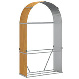 Log Holder Wood Look 120x45x210 cm Galvanised Steel - Front View