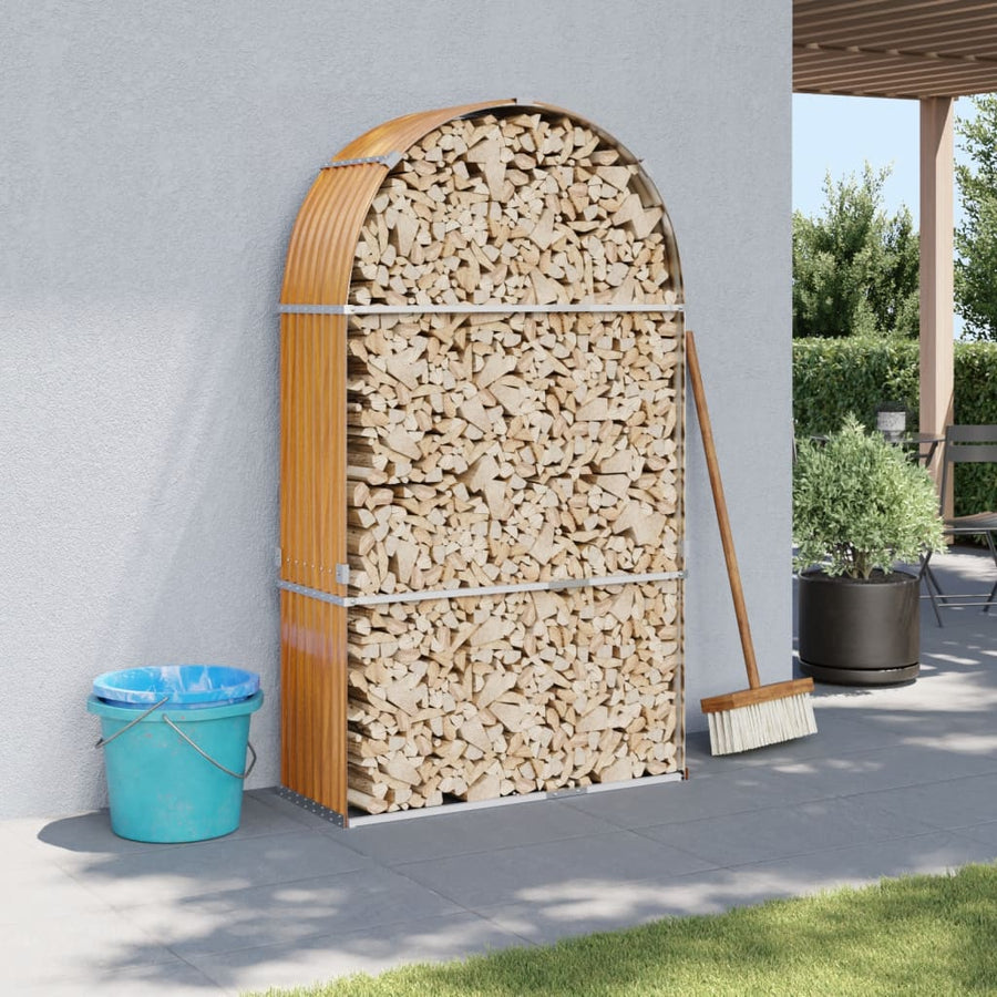 Log Holder Wood Look 120x45x210 cm Galvanised Steel