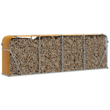 Log Holder Wood Look 300x45x100 cm Galvanised Steel - Side View