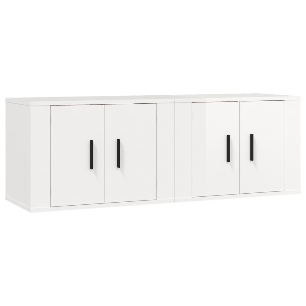 2 Piece Wall-mounted TV Cabinet Set High Gloss White 57x34,5x40 cm